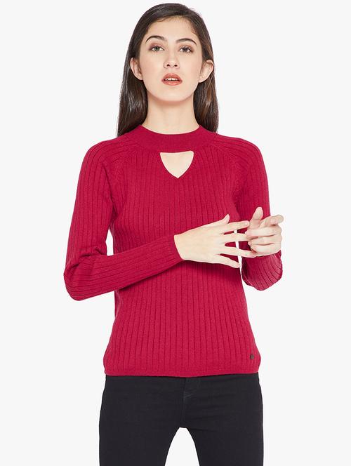 Ribbed key hole neck pullover - 15814971 - Standard Image - 1