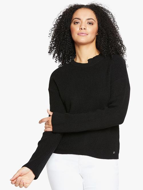 ribbed stylized neck pullover - 15814973 - Very Small Image - 1