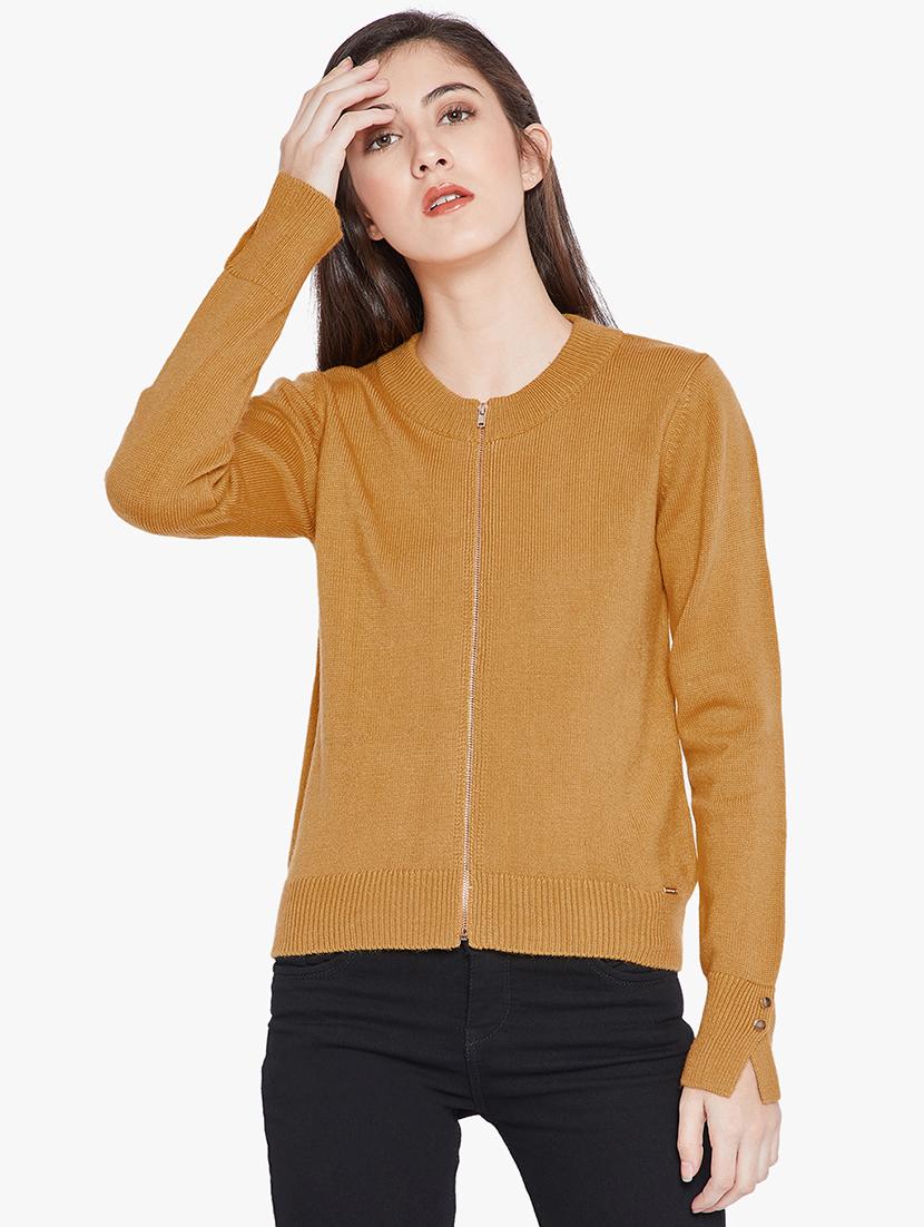 Mustard zip up ribbed pullover - 15814980 - Zoom Image - 1