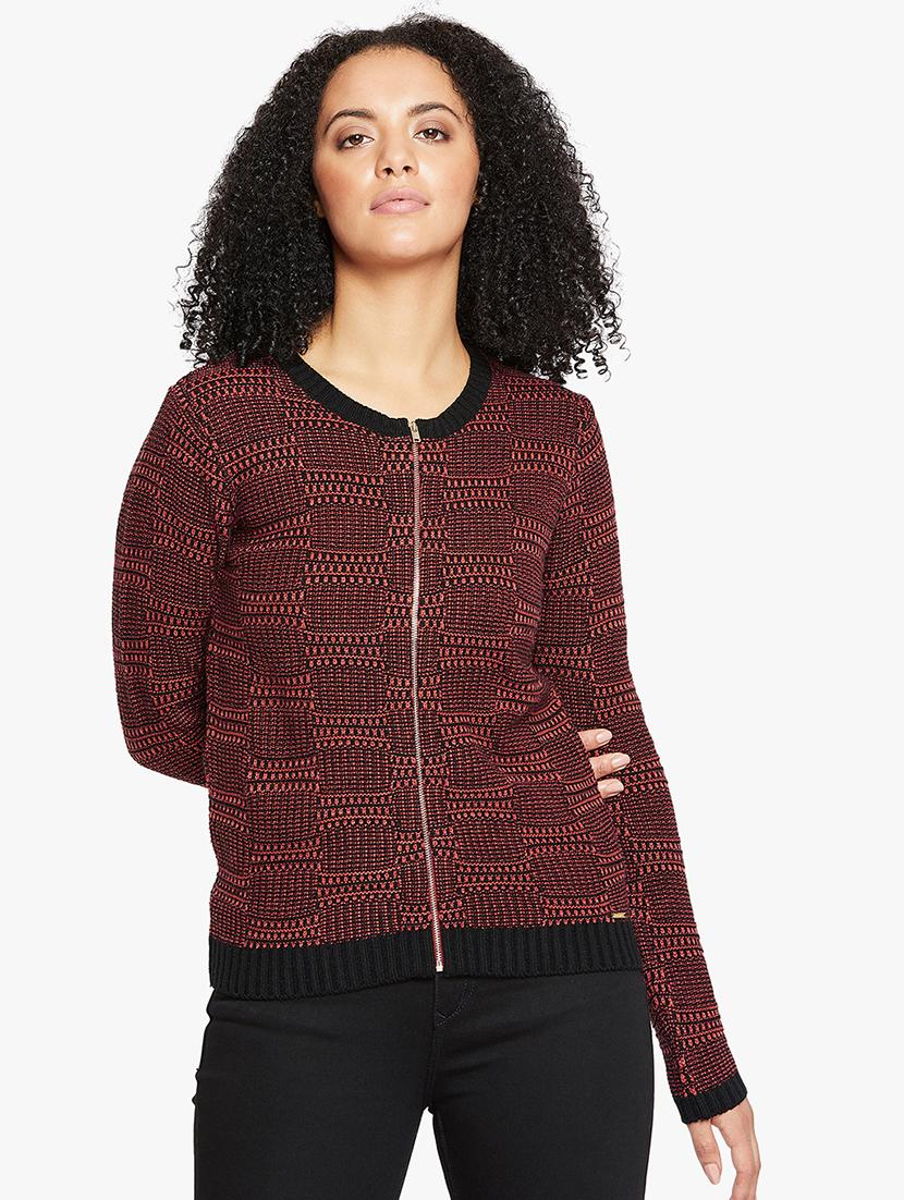 Geometric pattern zip up pullover - 15814999 - Zoom Image - 1