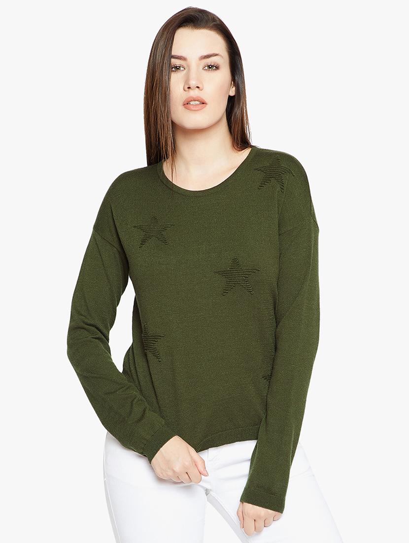 Olive embroidered star pullover - 15815018 - Zoom Image - 1