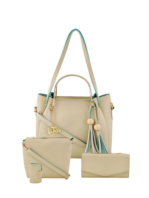 cream leatherette (pu) combo handbag - 15815190 - Standard Image - 1
