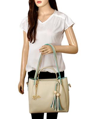 cream leatherette (pu) combo handbag - 15815190 - Standard Image - 5