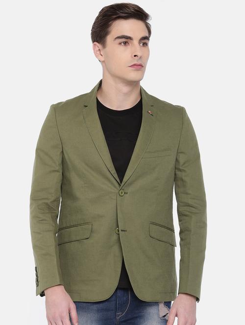 green cotton casual blazer - 15815391 - Standard Image - 1