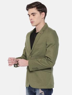 green cotton casual blazer - 15815391 - Standard Image - 2