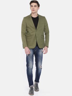 green cotton casual blazer - 15815391 - Standard Image - 4