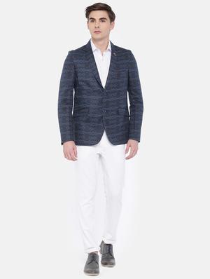 blue cotton casual blazer - 15815401 - Standard Image - 4