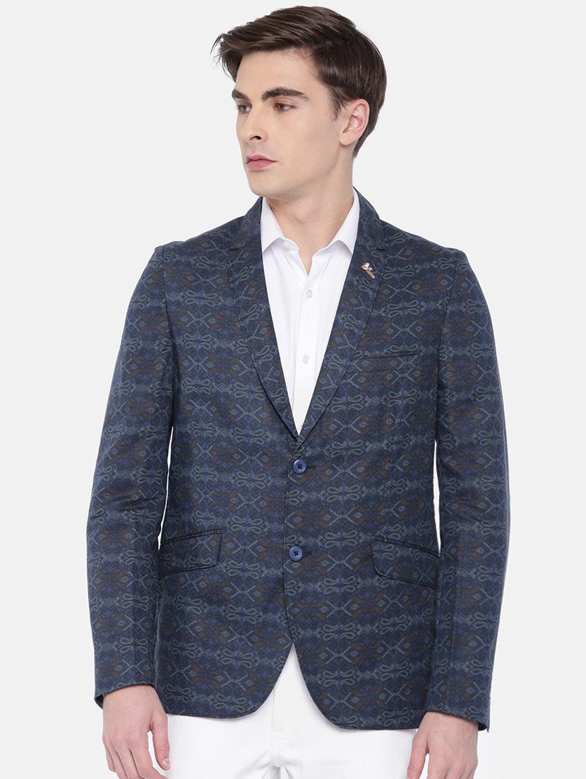 blue cotton casual blazer - 15815401 - Zoom Image - 1