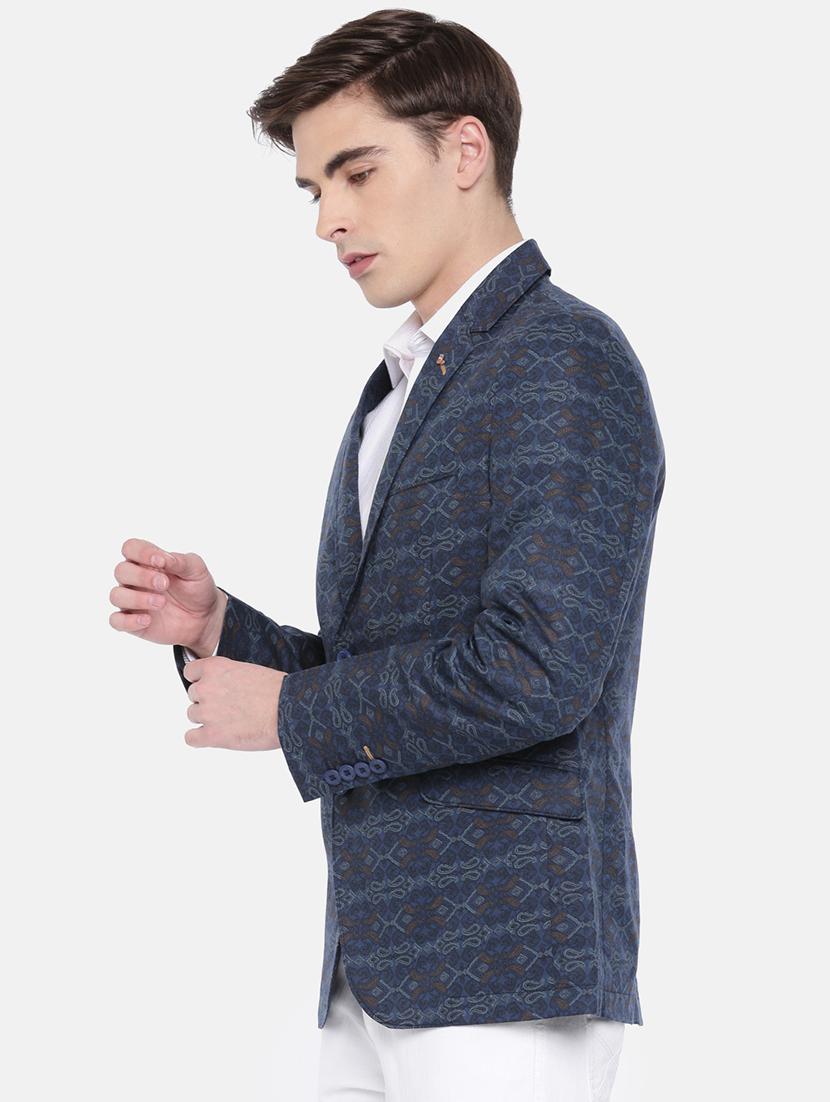 blue cotton casual blazer - 15815401 - Zoom Image - 2