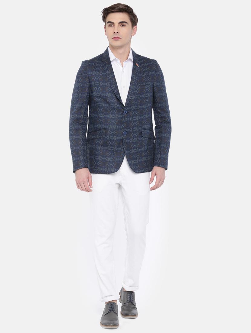 blue cotton casual blazer - 15815401 - Zoom Image - 4