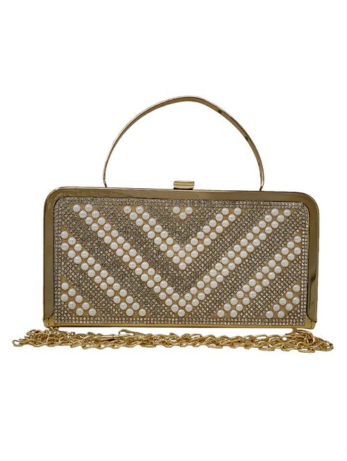 gold metal box clutch - 15815550 - Standard Image - 1