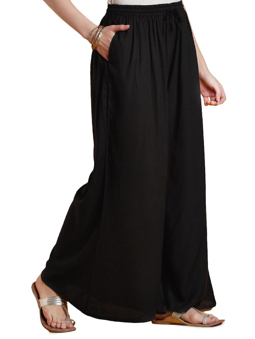 drawstring waist flared palazzo - 15815582 - Zoom Image - 2