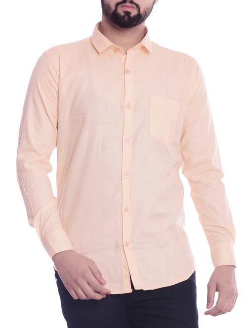 peach cotton casual shirt - 15815694 - Standard Image - 1