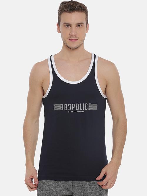 navy cotton blend vest - 15815729 - Standard Image - 1