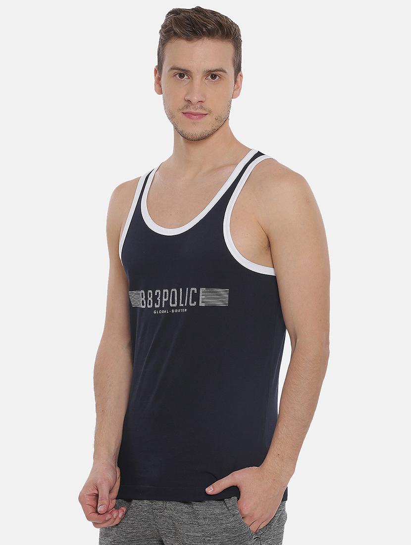navy cotton blend vest - 15815729 - Zoom Image - 2