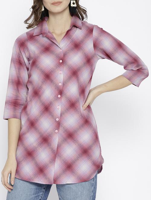 Checkered shirt tunic - 15816261 - Standard Image - 1