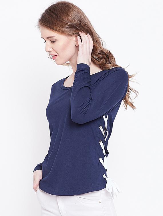 side eyelet lace up top - 15816319 - Zoom Image - 2