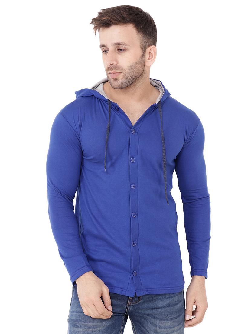 blue hooded button t-shirt - 15816387 - Zoom Image - 1