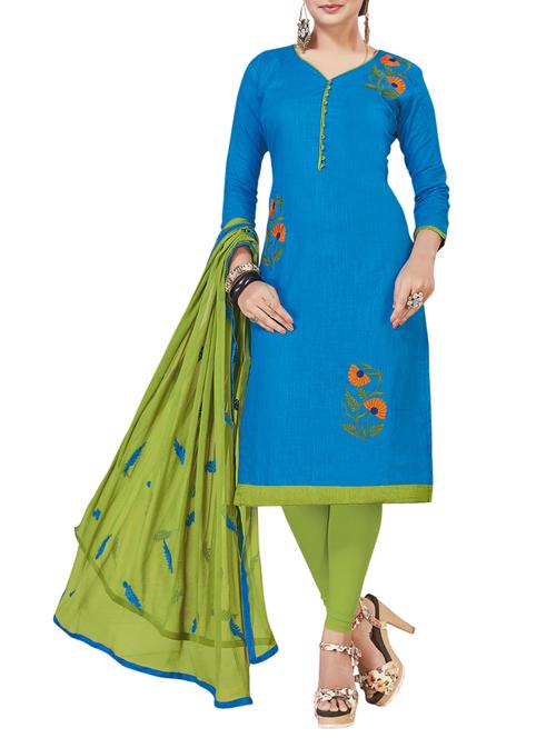 embroidered semi-stitched churidaar suit - 15816928 - Standard Image - 1