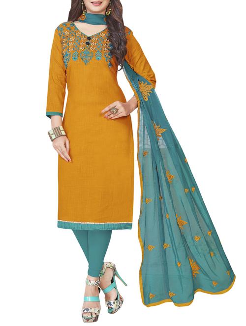 embroidered semi-stitched churidaar suit - 15816939 - Standard Image - 1