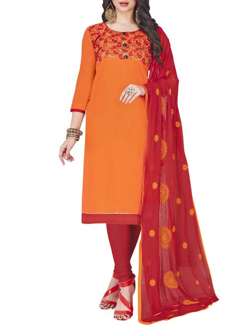 embroidered semi-stitched churidaar suit - 15816942 - Standard Image - 1