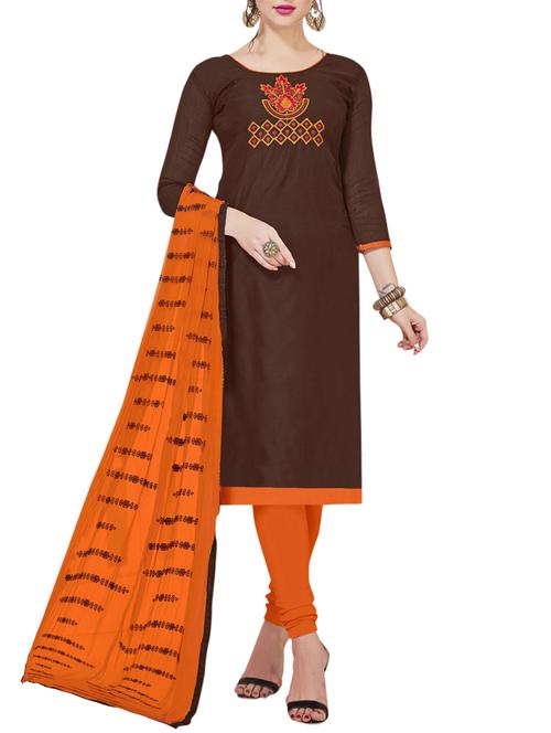 embroidered semi-stitched churidaar suit - 15816985 - Standard Image - 1
