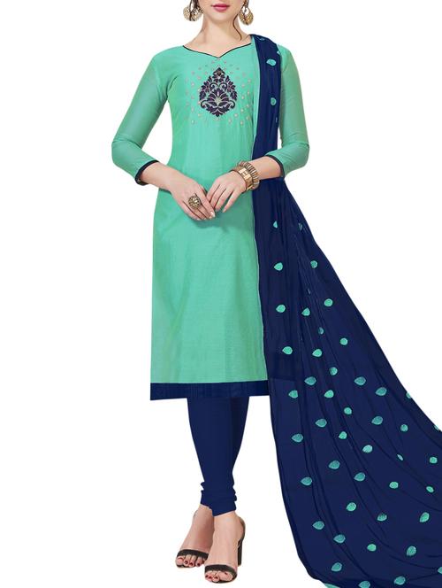 embroidered semi-stitched churidaar suit - 15816988 - Standard Image - 1