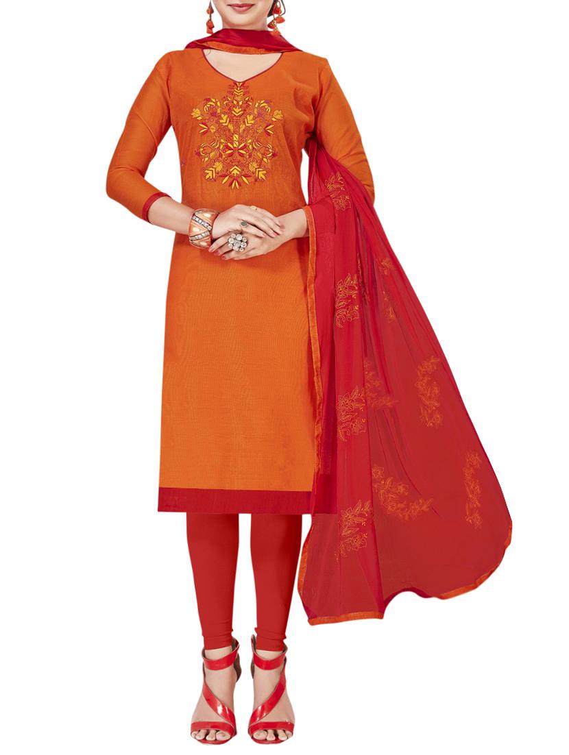embroidered semi-stitched churidaar suit - 15816993 - Zoom Image - 1