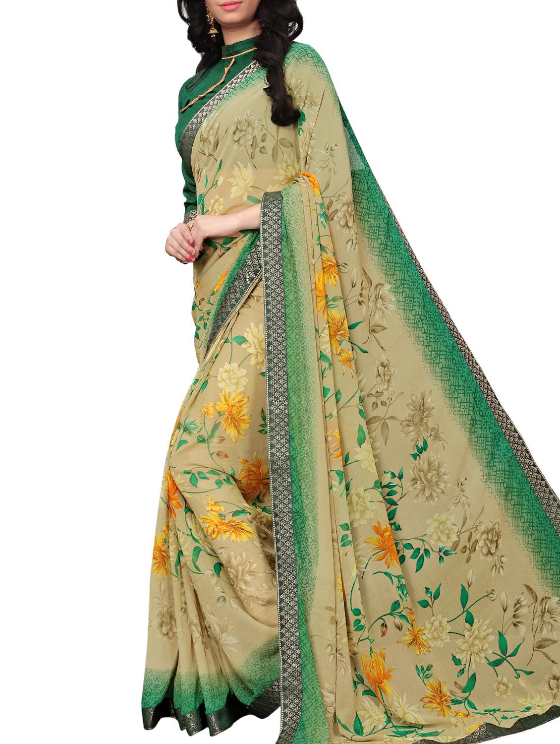 printed cotton silk saree with blouse - 15817080 - Zoom Image - 1