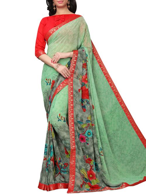 printed cotton silk saree with blouse - 15817085 - Very Small Image - 1