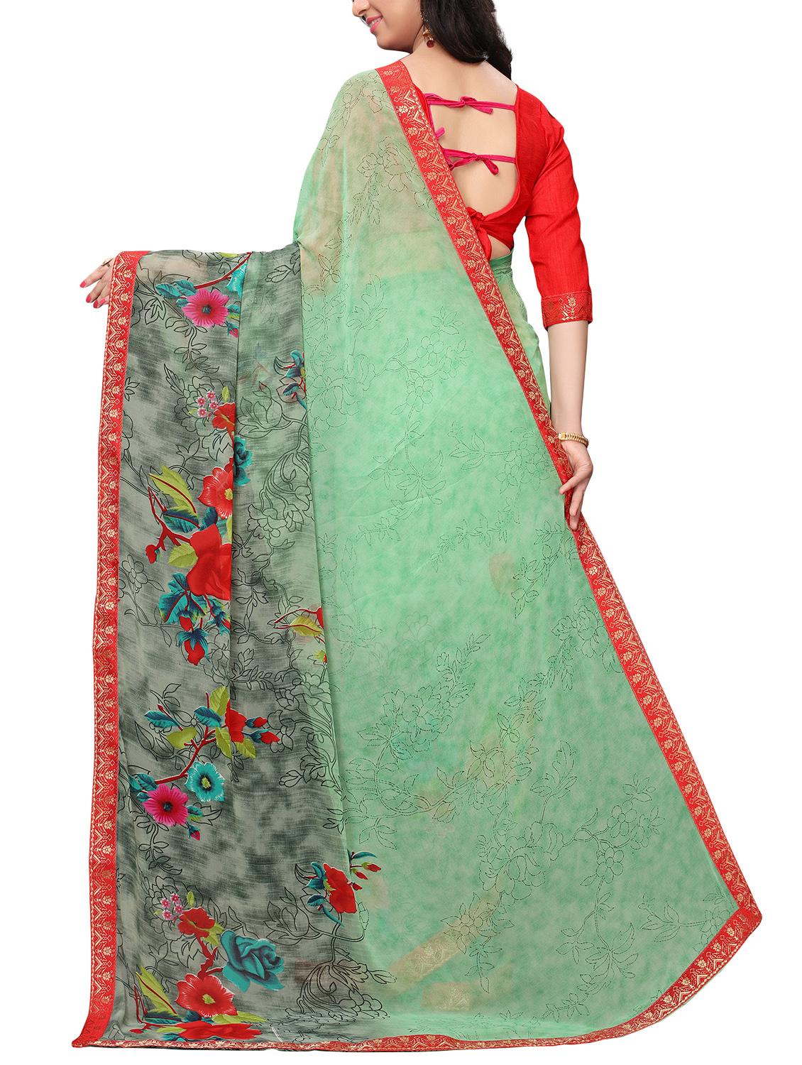 printed cotton silk saree with blouse - 15817085 - Zoom Image - 2