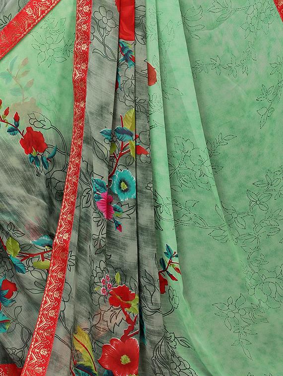 printed cotton silk saree with blouse - 15817085 - Zoom Image - 4