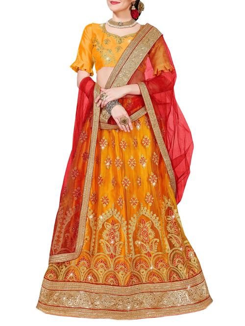 embroidered a-line lehenga - 15817126 - Standard Image - 1