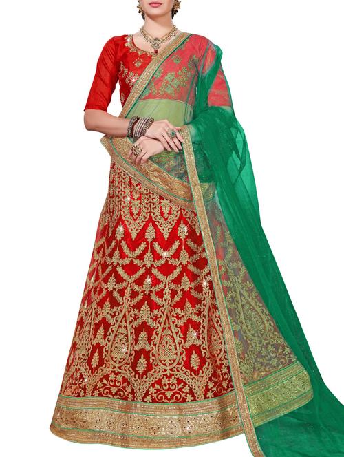 Zari embroidered a-line lehenga - 15817128 - Standard Image - 1