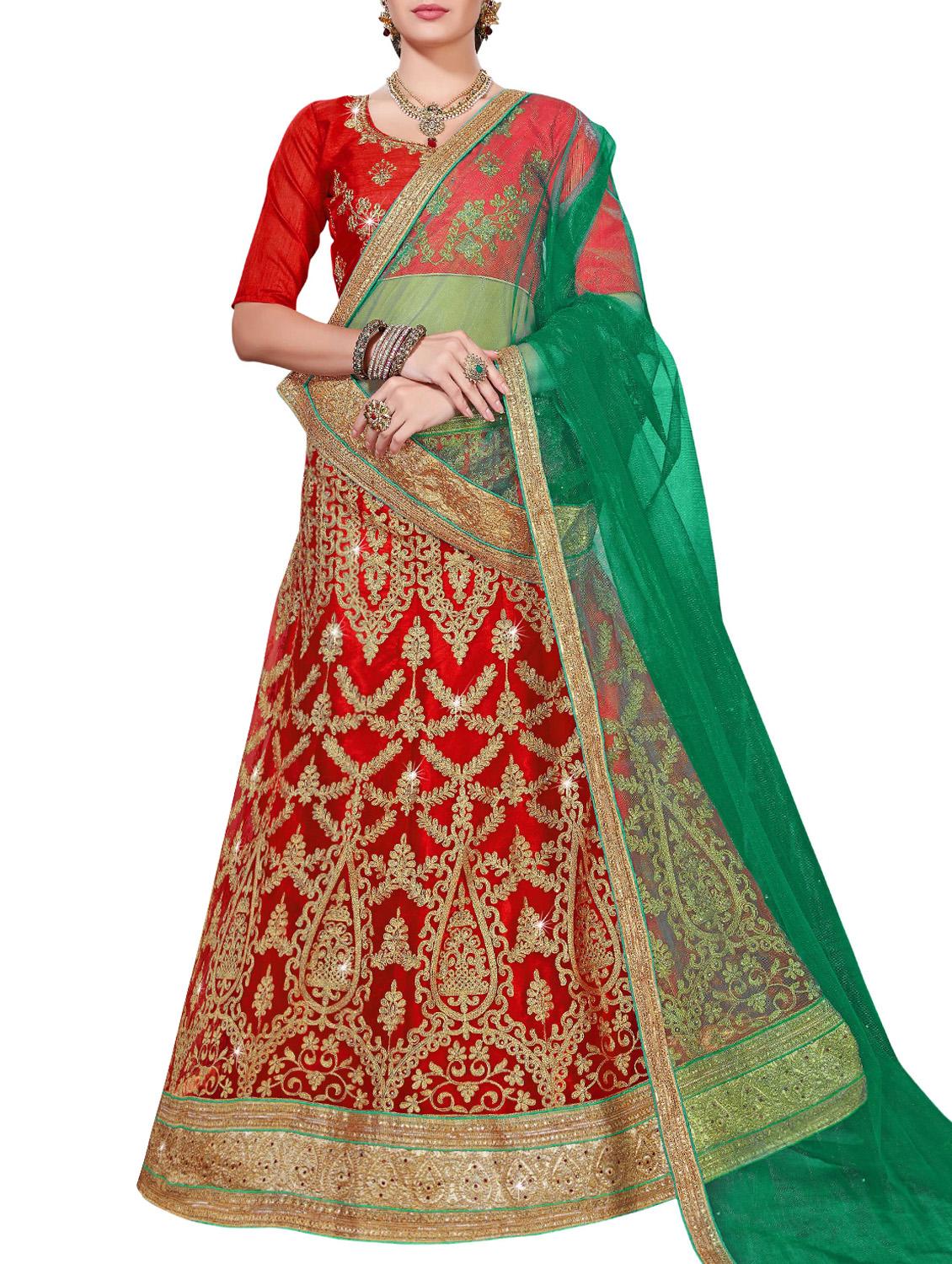 Zari embroidered a-line lehenga - 15817128 - Zoom Image - 1