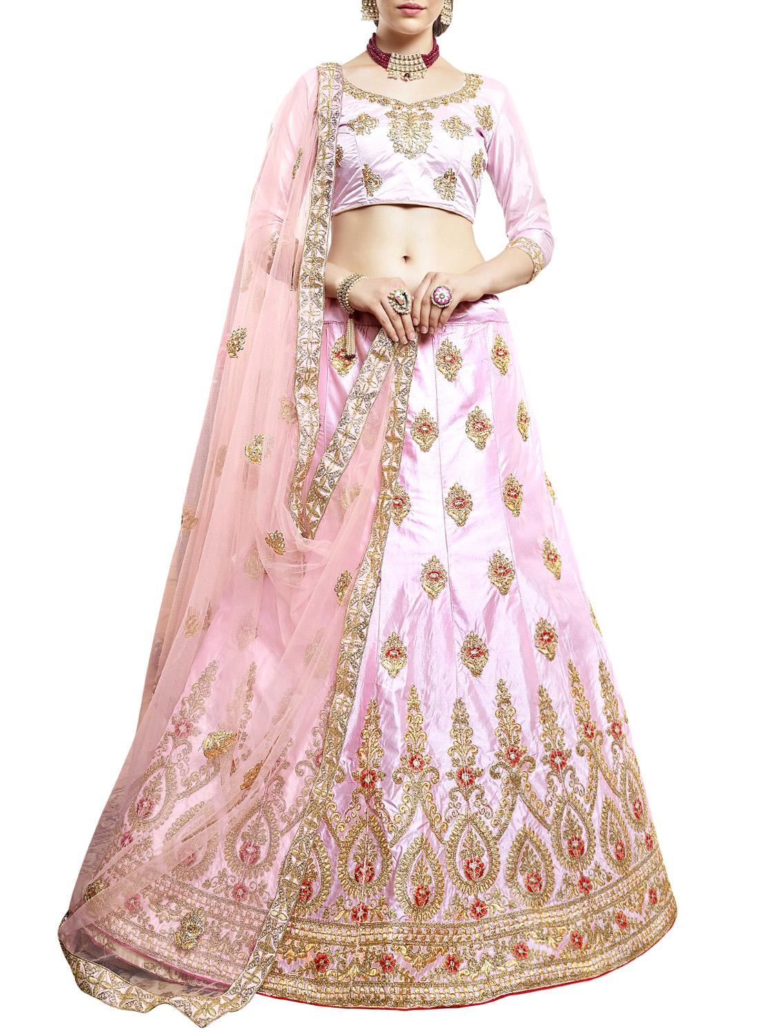 zari embroidered flared lehenga - 15817135 - Zoom Image - 1