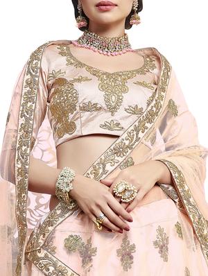 zari embroidered flared lehenga - 15817137 - Standard Image - 2