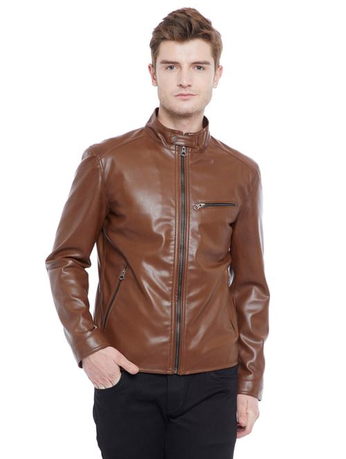 brown leather biker jacket - 15817457 - Very Small Image - 1