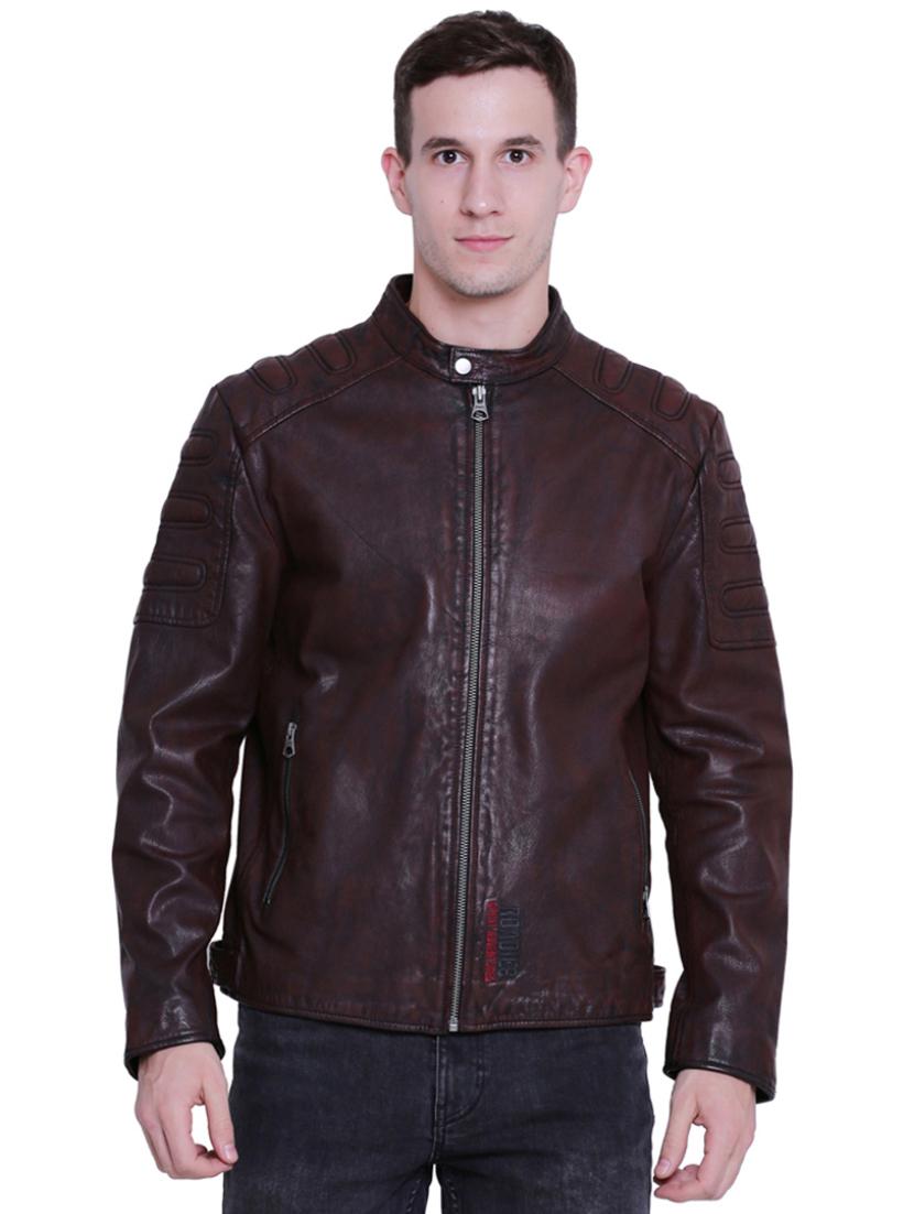 brown leather biker jacket - 15817458 - Zoom Image - 1