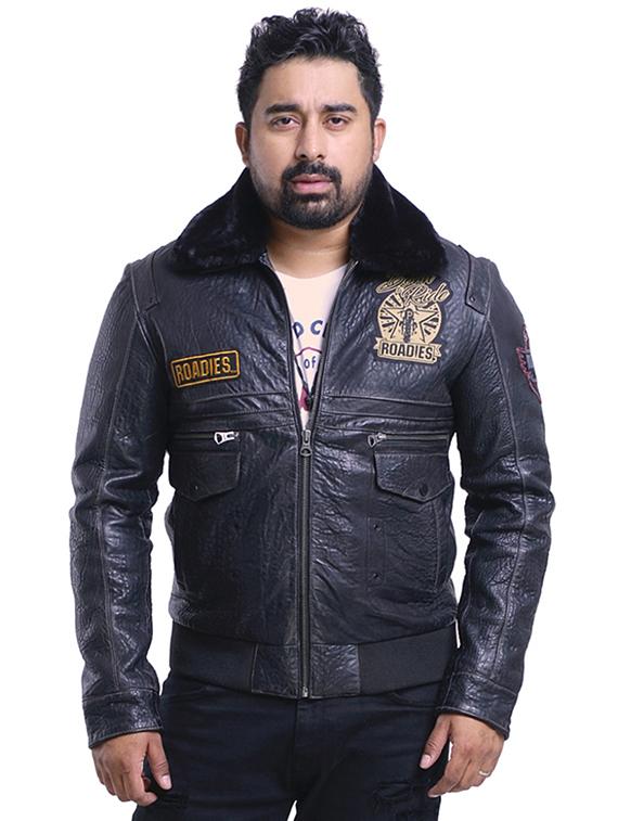 blue leather biker jacket - 15817466 - Zoom Image - 1