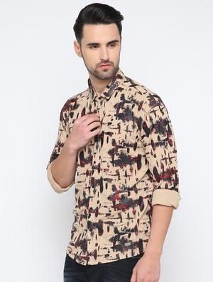 beige printed casual shirt - 15817522 - Standard Image - 2