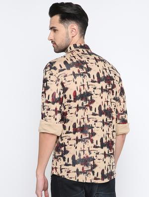 beige printed casual shirt - 15817522 - Standard Image - 3