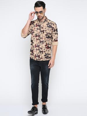 beige printed casual shirt - 15817522 - Standard Image - 4