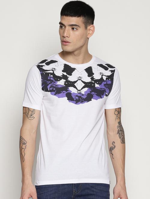 white chest print t-shirt - 15817591 - Standard Image - 1