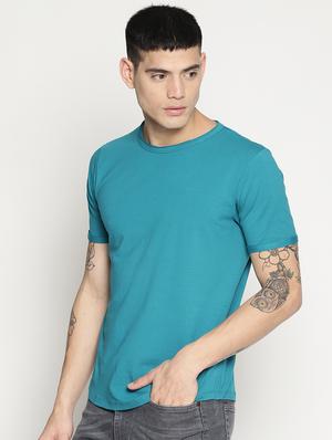 solid blue round neck t-shirt - 15817607 - Standard Image - 2