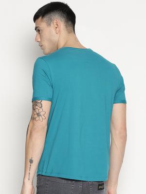 solid blue round neck t-shirt - 15817607 - Standard Image - 3