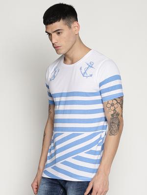 blue striped round neck t-shirt - 15817614 - Standard Image - 2