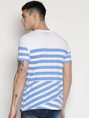 blue striped round neck t-shirt - 15817614 - Standard Image - 3
