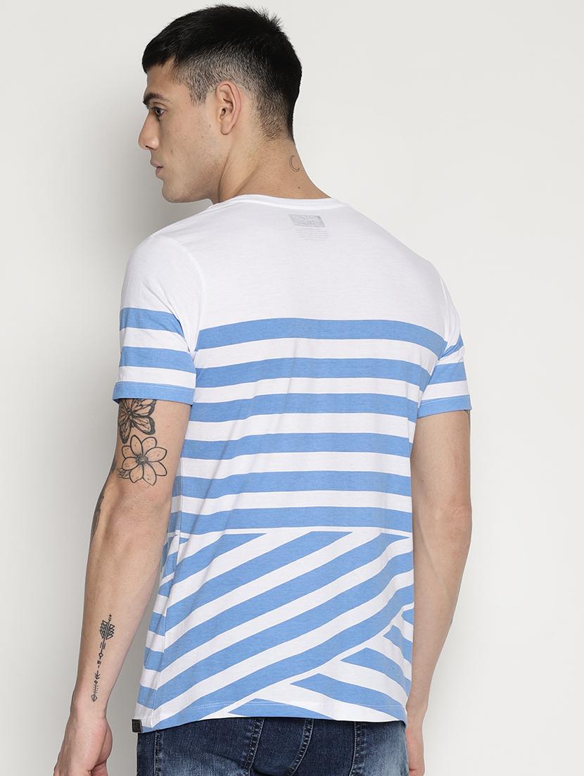 blue striped round neck t-shirt - 15817614 - Zoom Image - 3