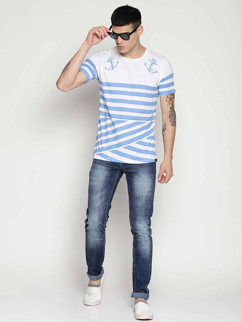 blue striped round neck t-shirt - 15817614 - Zoom Image - 4